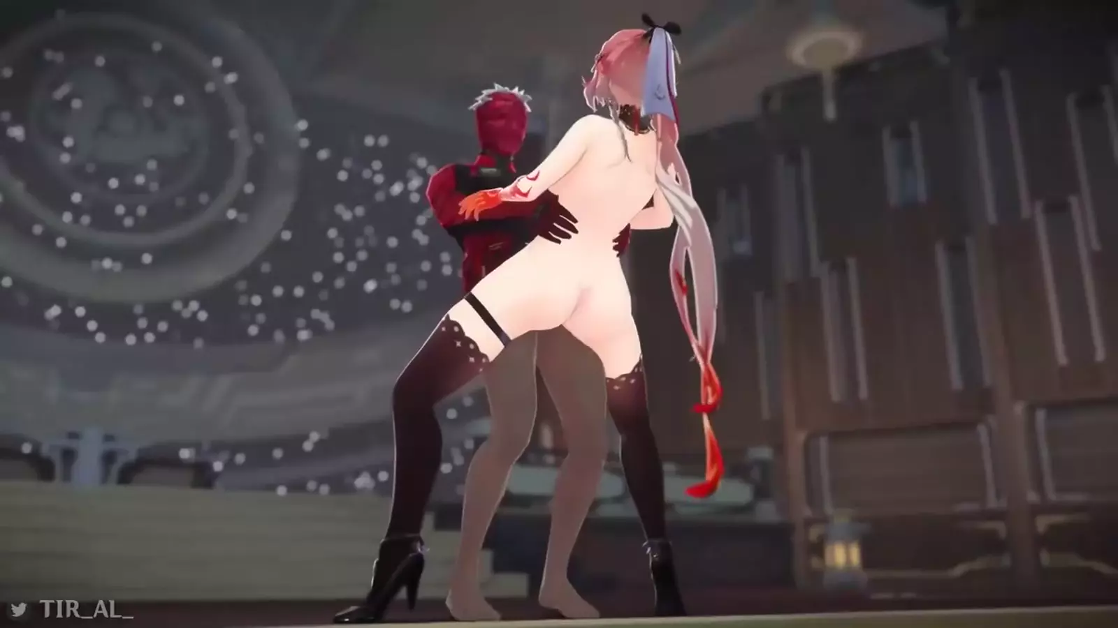 Demon Queen and Human Consort in Powerful Embrace